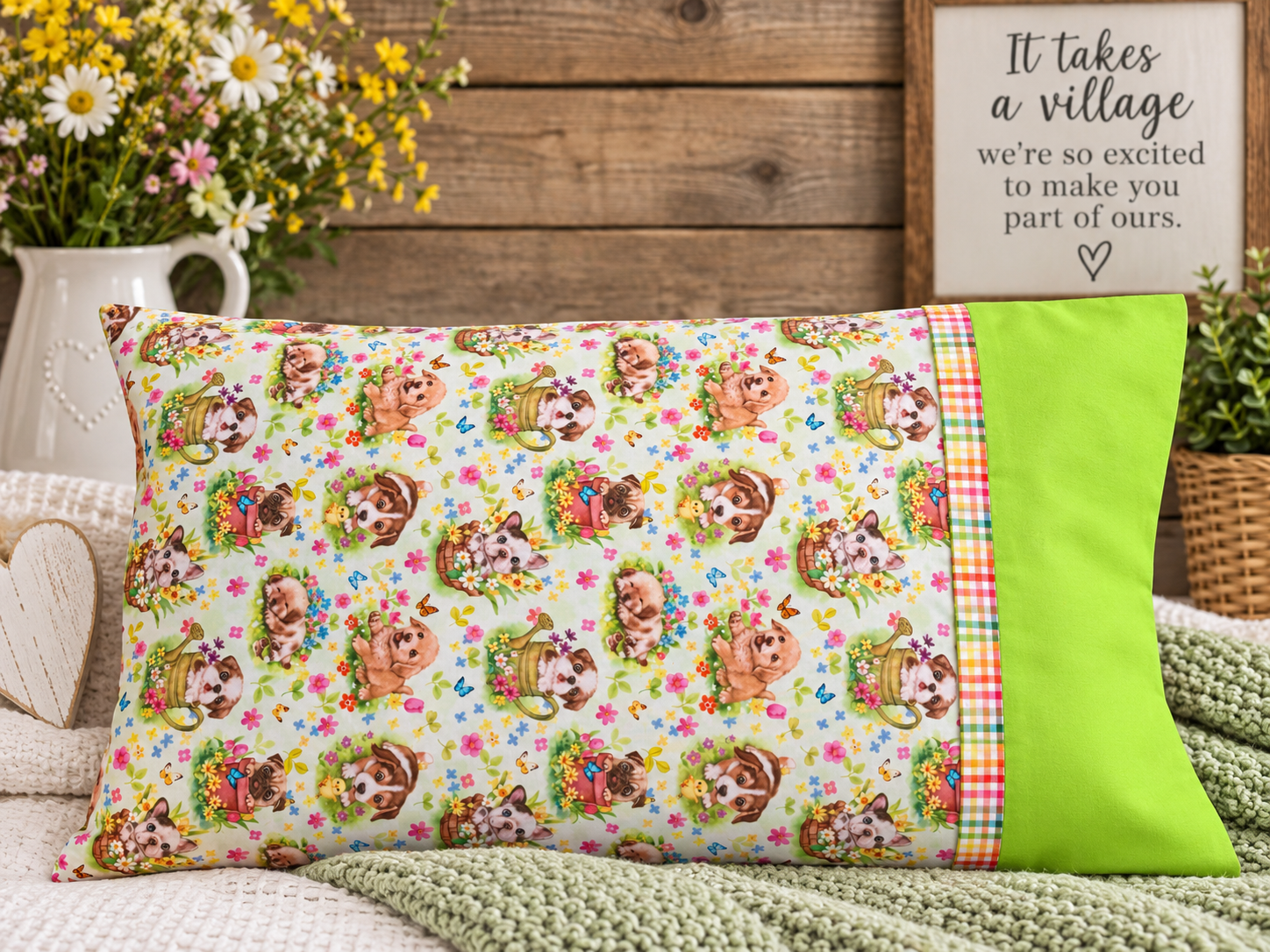 Handmade animal-print standard pillowcase
